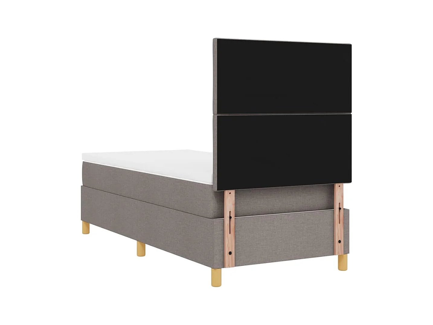 Lit à ressorts avec tête de lit Taupe 90 x 190 cm tissu