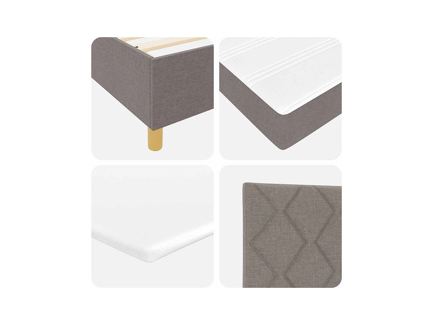 Lit à ressorts avec tête de lit Taupe 90 x 190 cm tissu