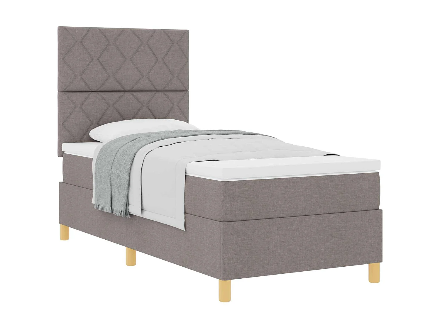 Lit à ressorts avec tête de lit Taupe 90 x 190 cm tissu