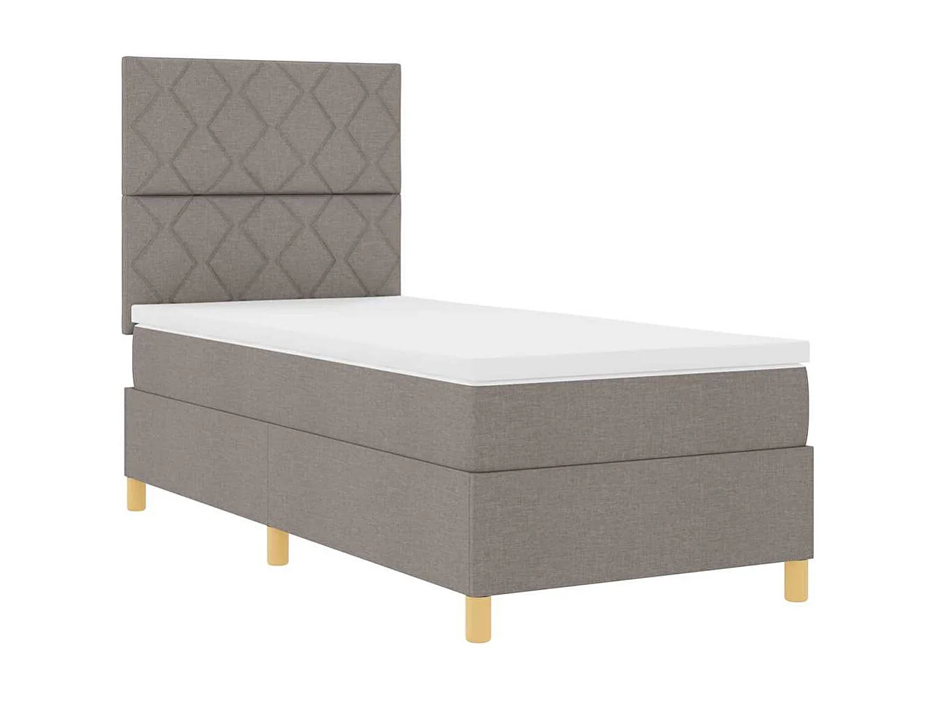 Lit à ressorts avec tête de lit Taupe 90 x 190 cm tissu