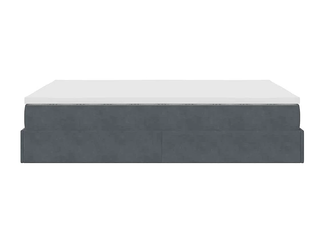 Estructura cama otomana colchón terciopelo gris oscuro