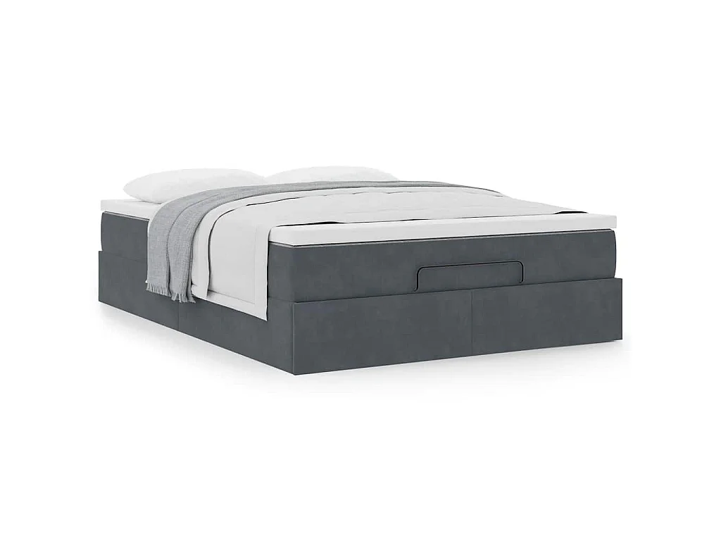 Ottoman-Bett mit Matratze Dunkelgrau 140x190 cm Samt
