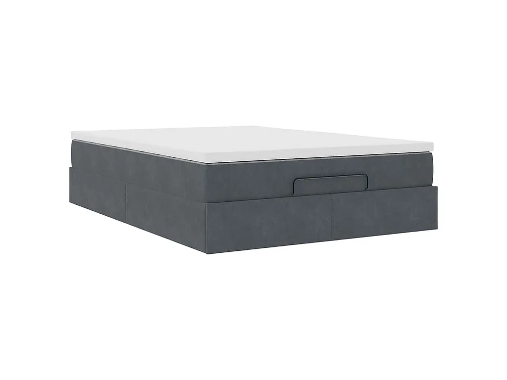 Ottoman-Bett mit Matratze Dunkelgrau 140x190 cm Samt