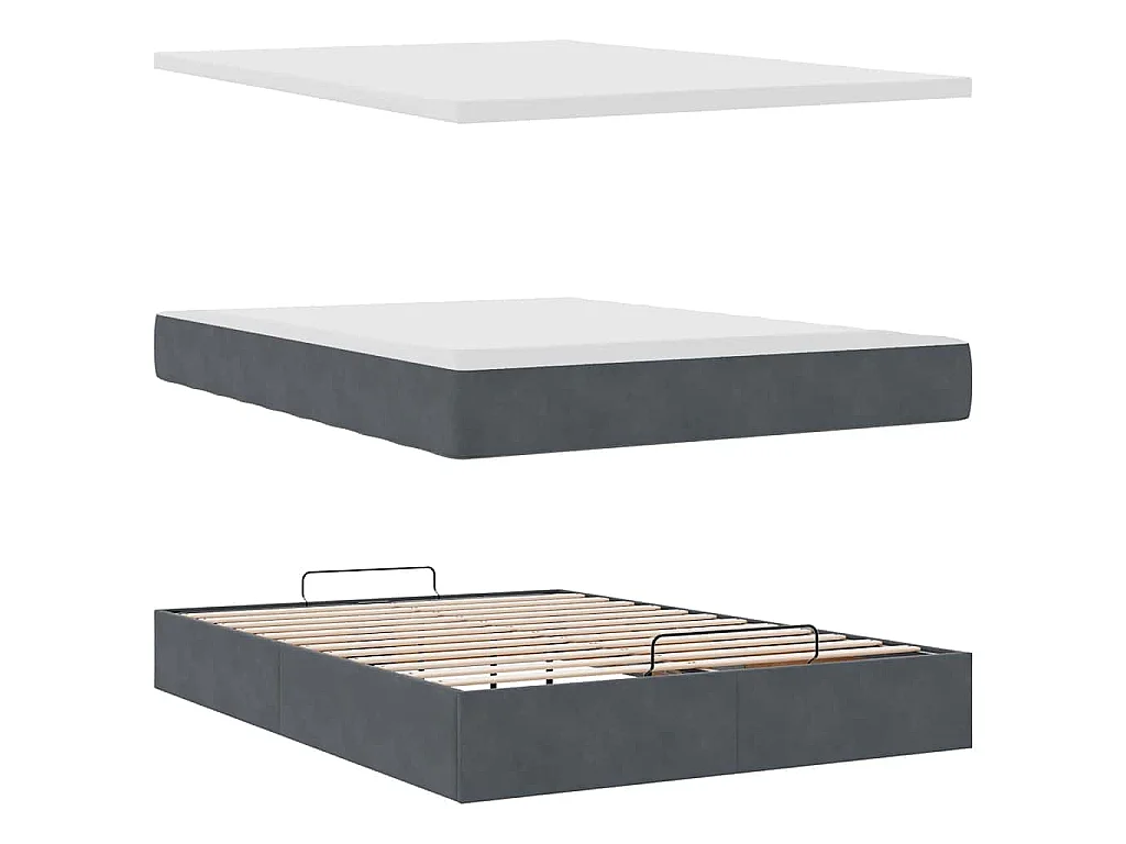 Ottoman-Bett mit Matratze Dunkelgrau 140x190 cm Samt