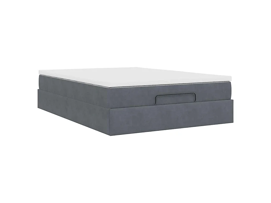 Ottoman-Bett mit Matratze Dunkelgrau 140x190 cm Samt