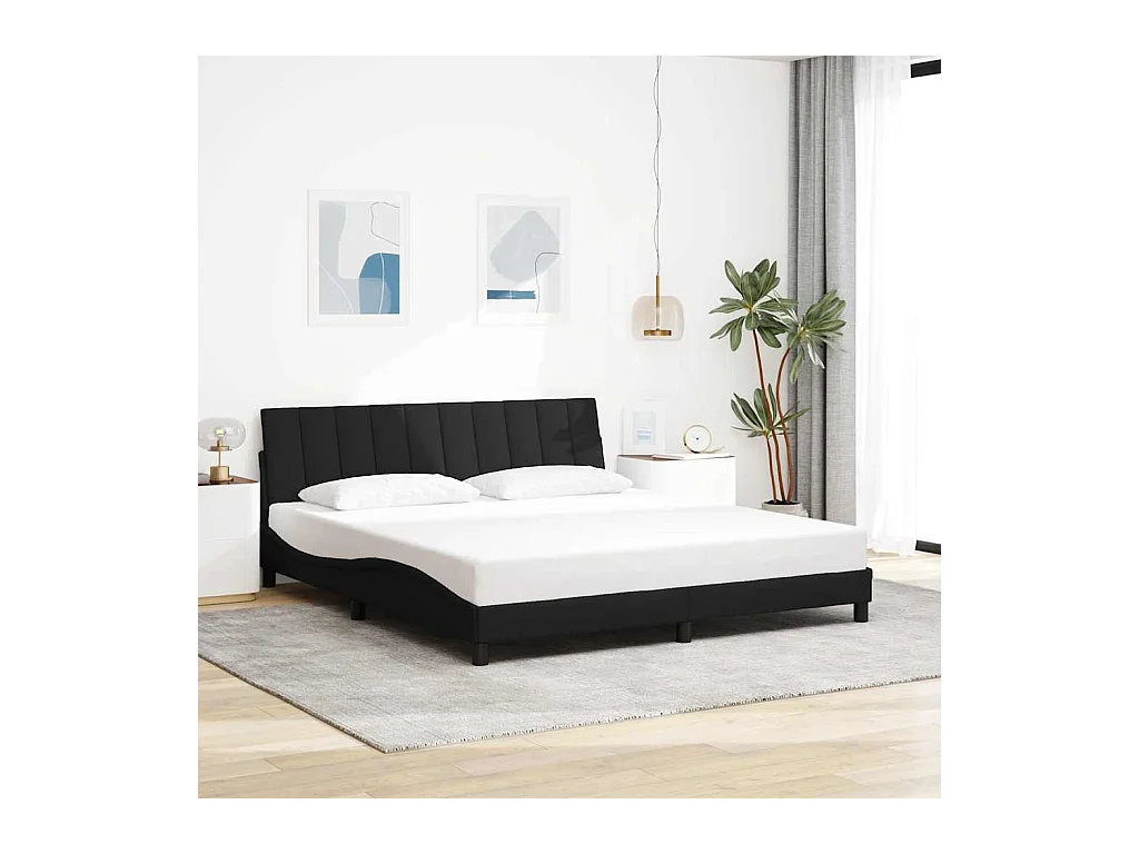 Cadre de lit sans matelas noir 180x200 cm tissu