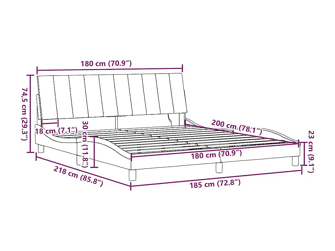 Bedframe zonder matras "Hanko" stof zwart 180x200 cm