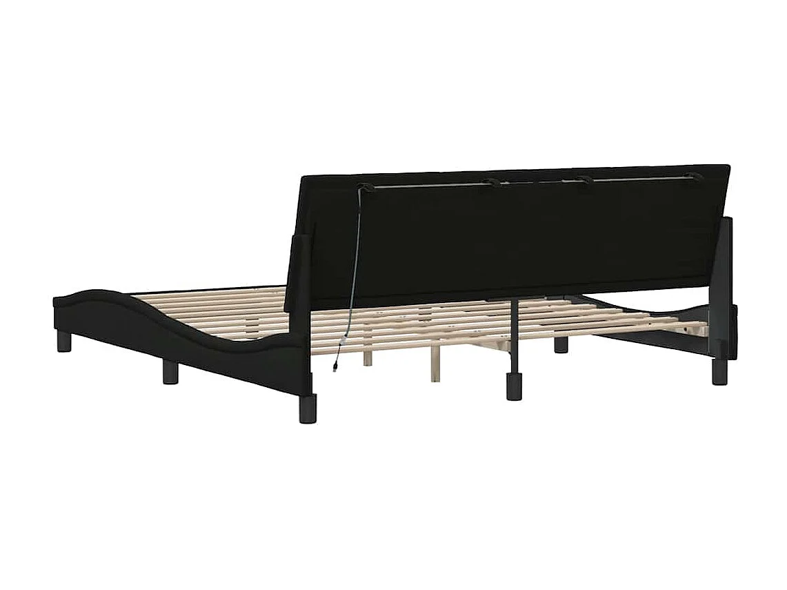 Bedframe zonder matras "Hanko" stof zwart 180x200 cm