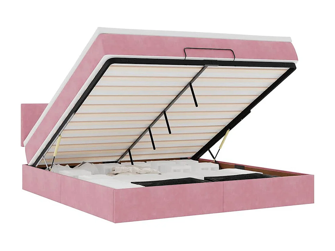 Ottoman bed met matras 160x200cm fluweel roze