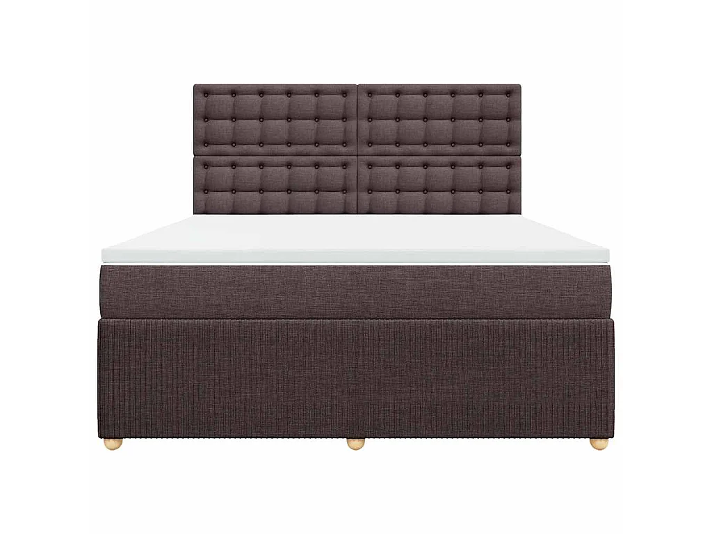 Cama box spring con colchón tela marrón oscuro 180x200 cm