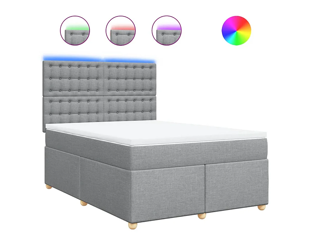 Sommier à lattes de lit avec matelas Gris clair 140x190cm Tissu