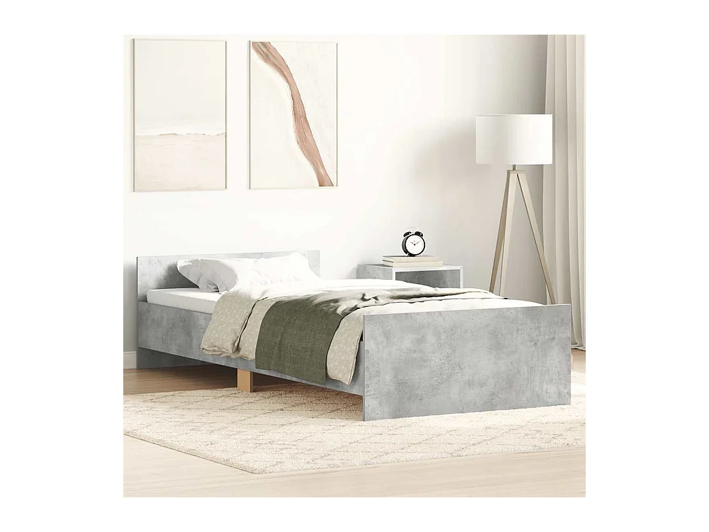 Cadre de lit sans matelas gris béton 90x190 cm