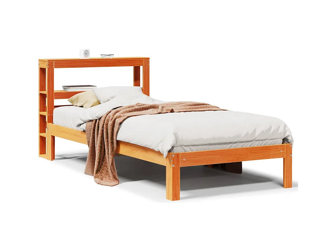 Cadre de lit sans matelas cire marron 90x200 cm bois pin massif