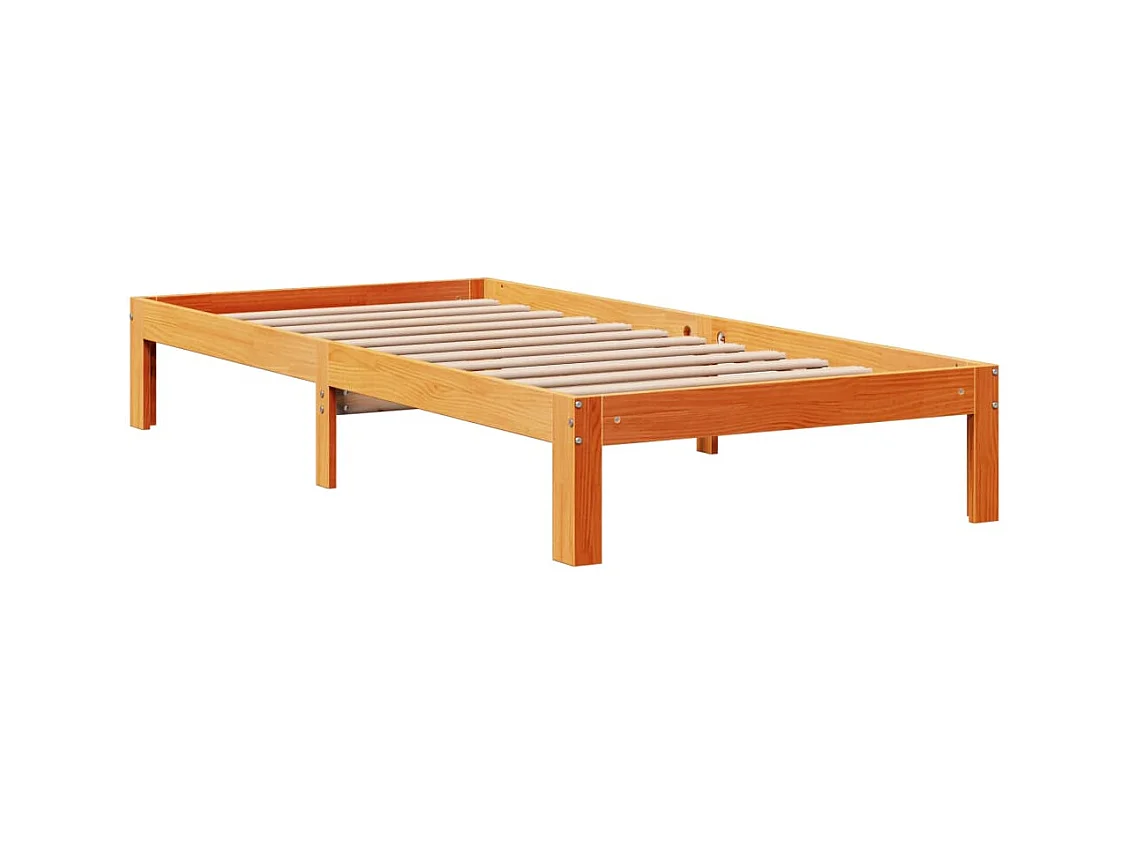 Cadre de lit sans matelas cire marron 90x200 cm bois pin massif