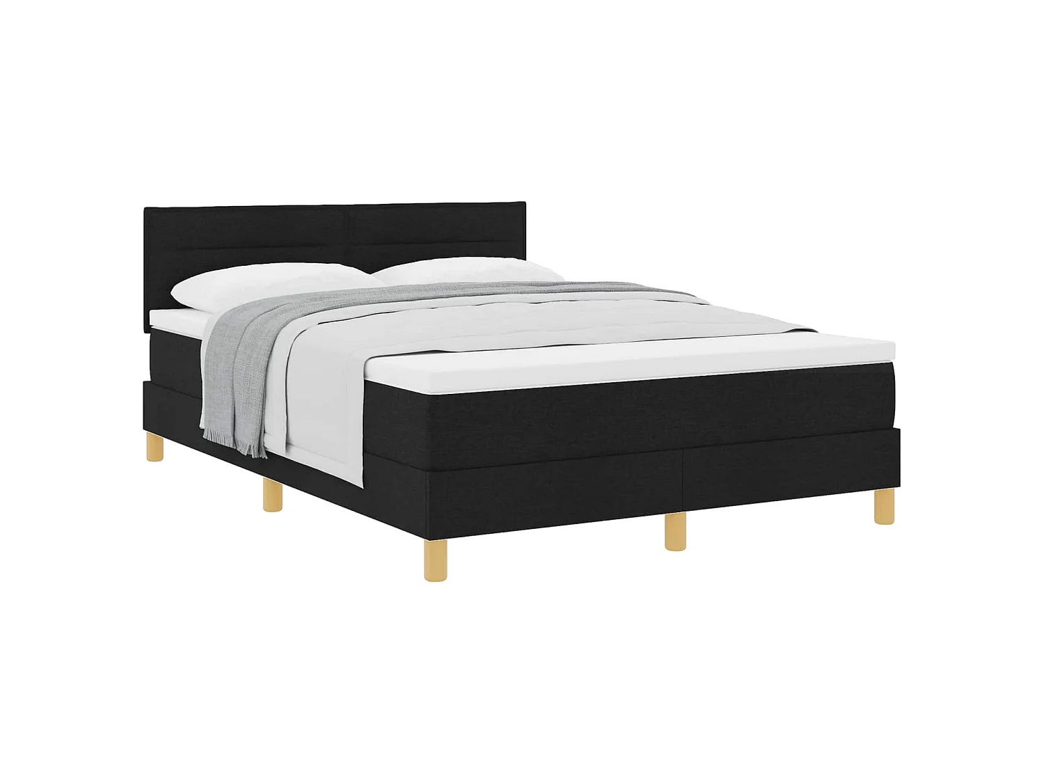 Cama tipo Box Spring con cojín Manual Negro 160 x 200 cm tela