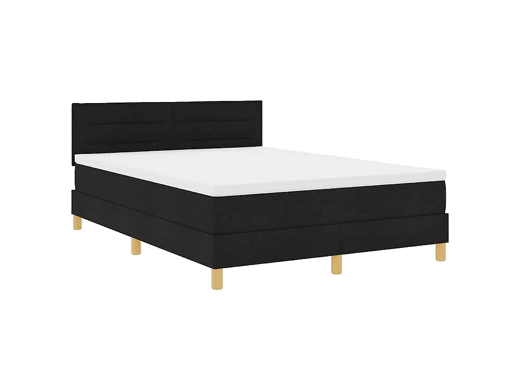 Cama tipo Box Spring con cojín Manual Negro 160 x 200 cm tela