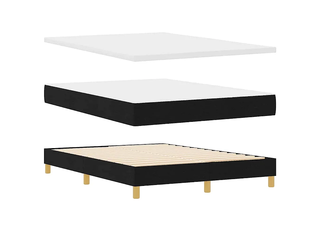 Cama tipo Box Spring con cojín Manual Negro 160 x 200 cm tela