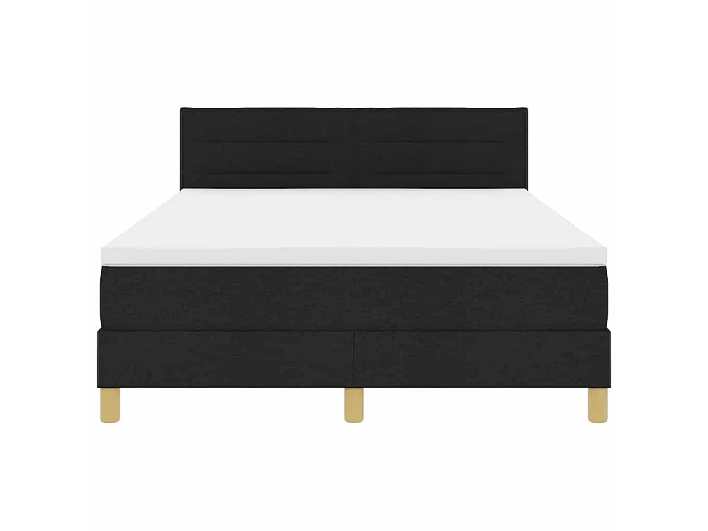 Cama tipo Box Spring con cojín Manual Negro 160 x 200 cm tela