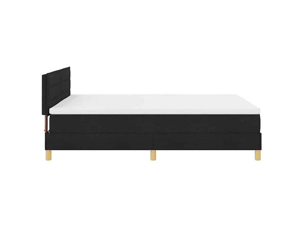 Cama tipo Box Spring con cojín Manual Negro 160 x 200 cm tela