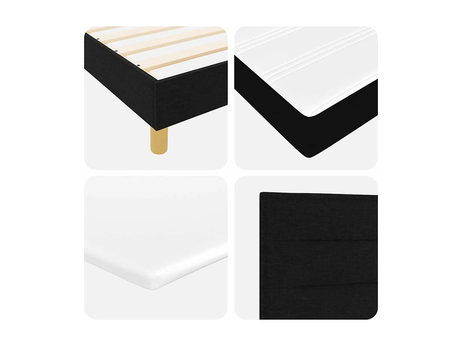 Cama tipo Box Spring con cojín Manual Negro 160 x 200 cm tela