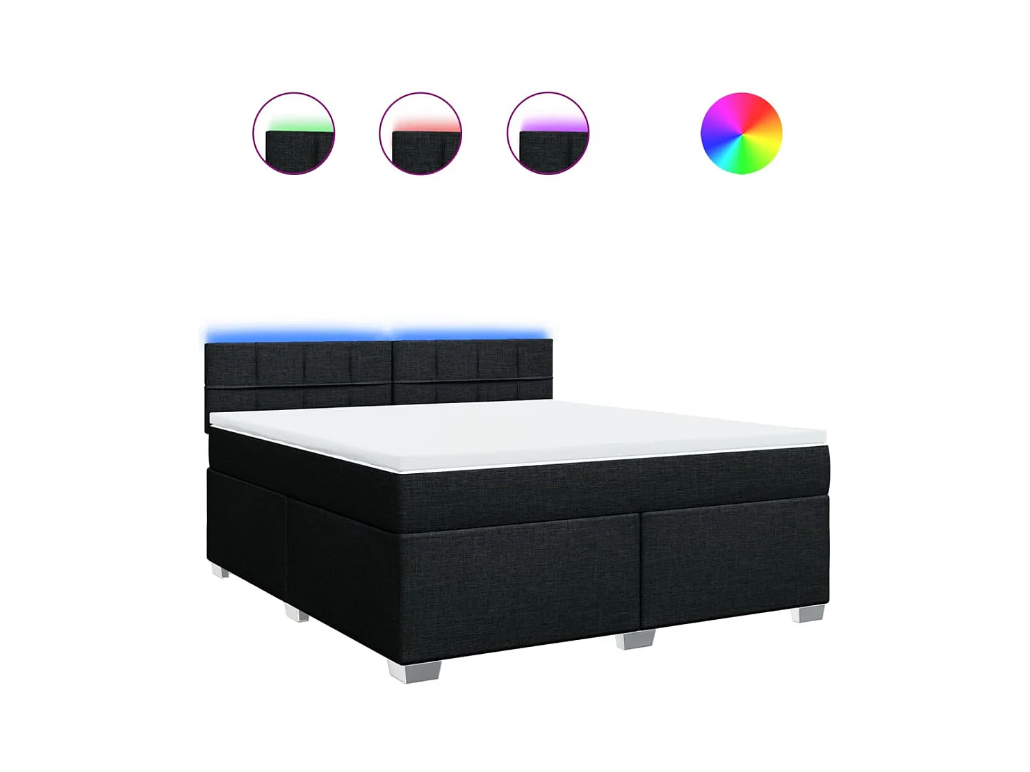 Boxspringbett mit Matratze Schwarz 180x200 cm Stoff