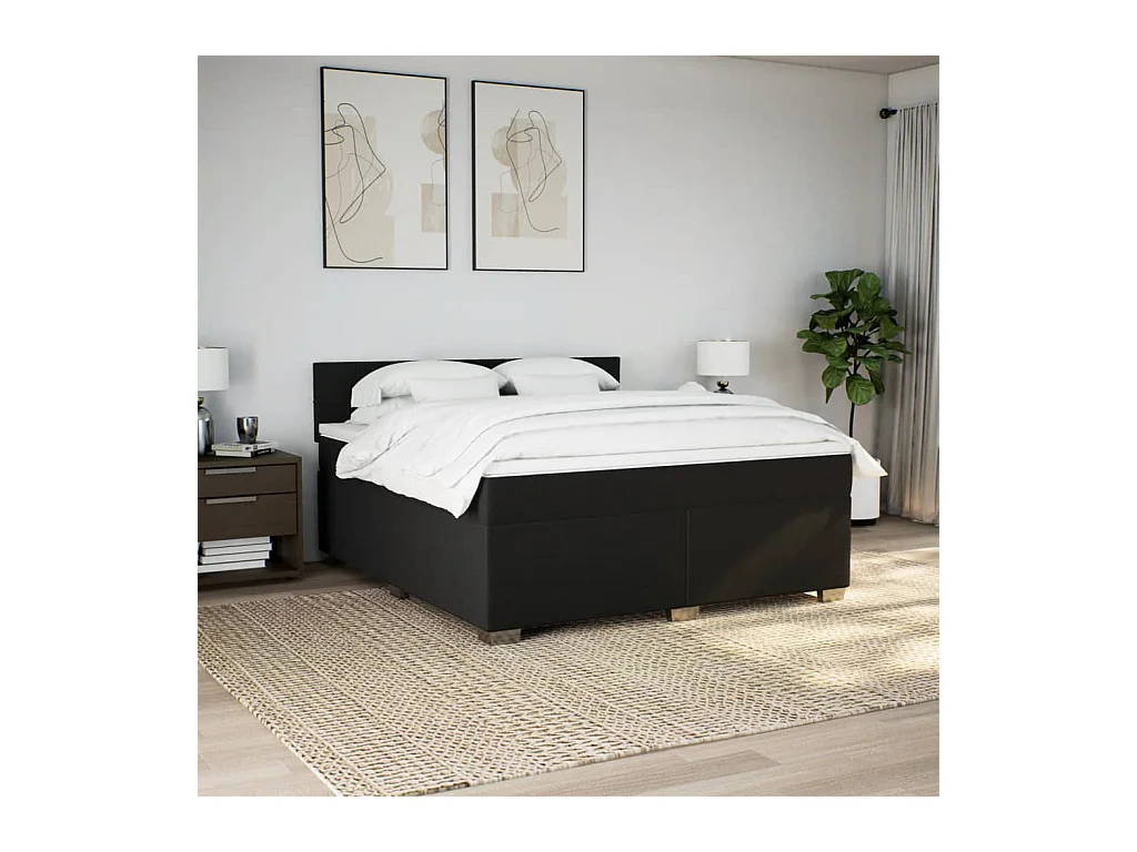 Boxspringbett mit Matratze Schwarz 180x200 cm Stoff