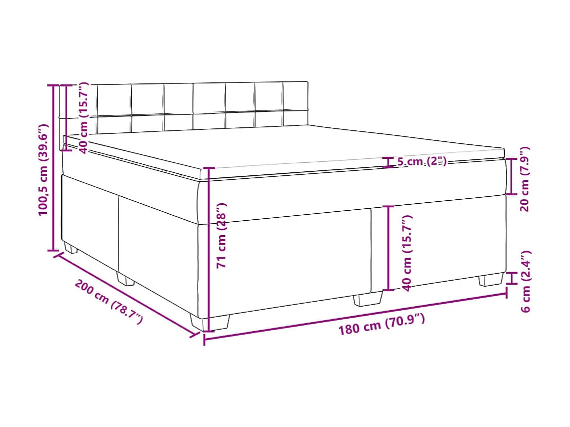 Boxspringbett mit Matratze Schwarz 180x200 cm Stoff