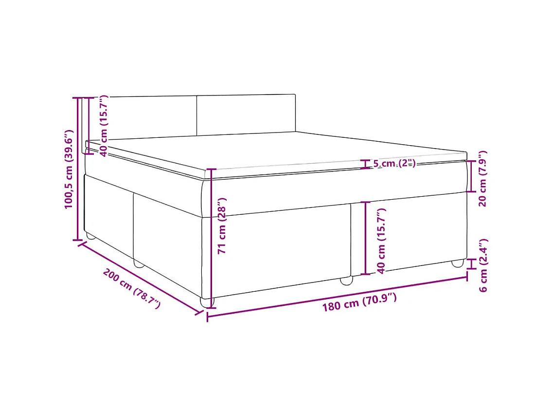 Boxspring met matras stof lichtgrijs 180x200 cm