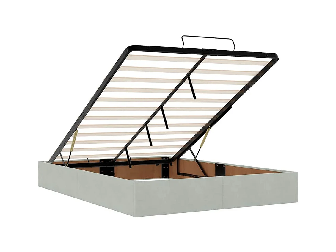 Ottoman bed met matras 140x190cm fluweel lichtgrijs