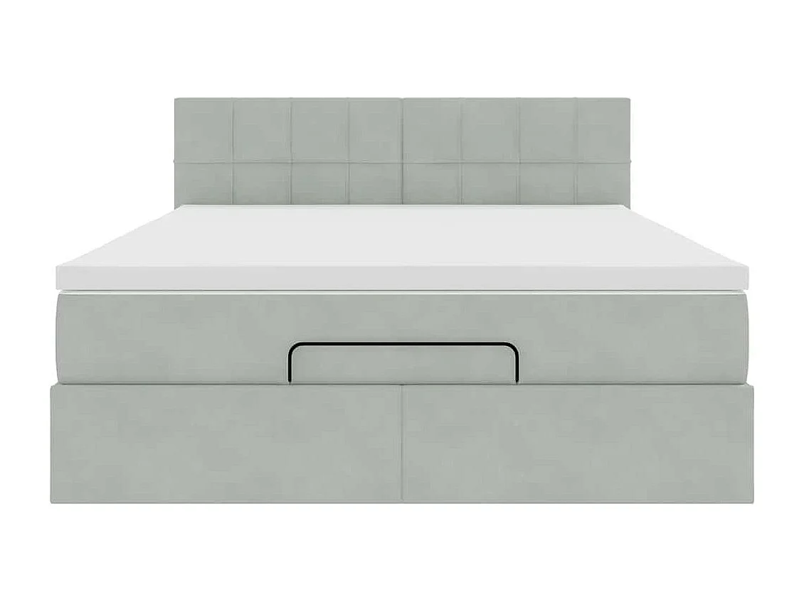 Ottoman bed met matras 140x190cm fluweel lichtgrijs