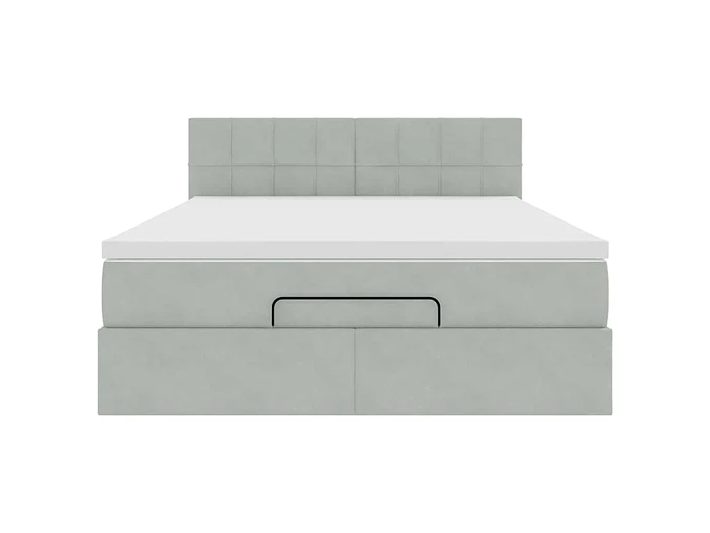Ottoman-Bett mit Matratze Hellgrau 140x190 cm Samt