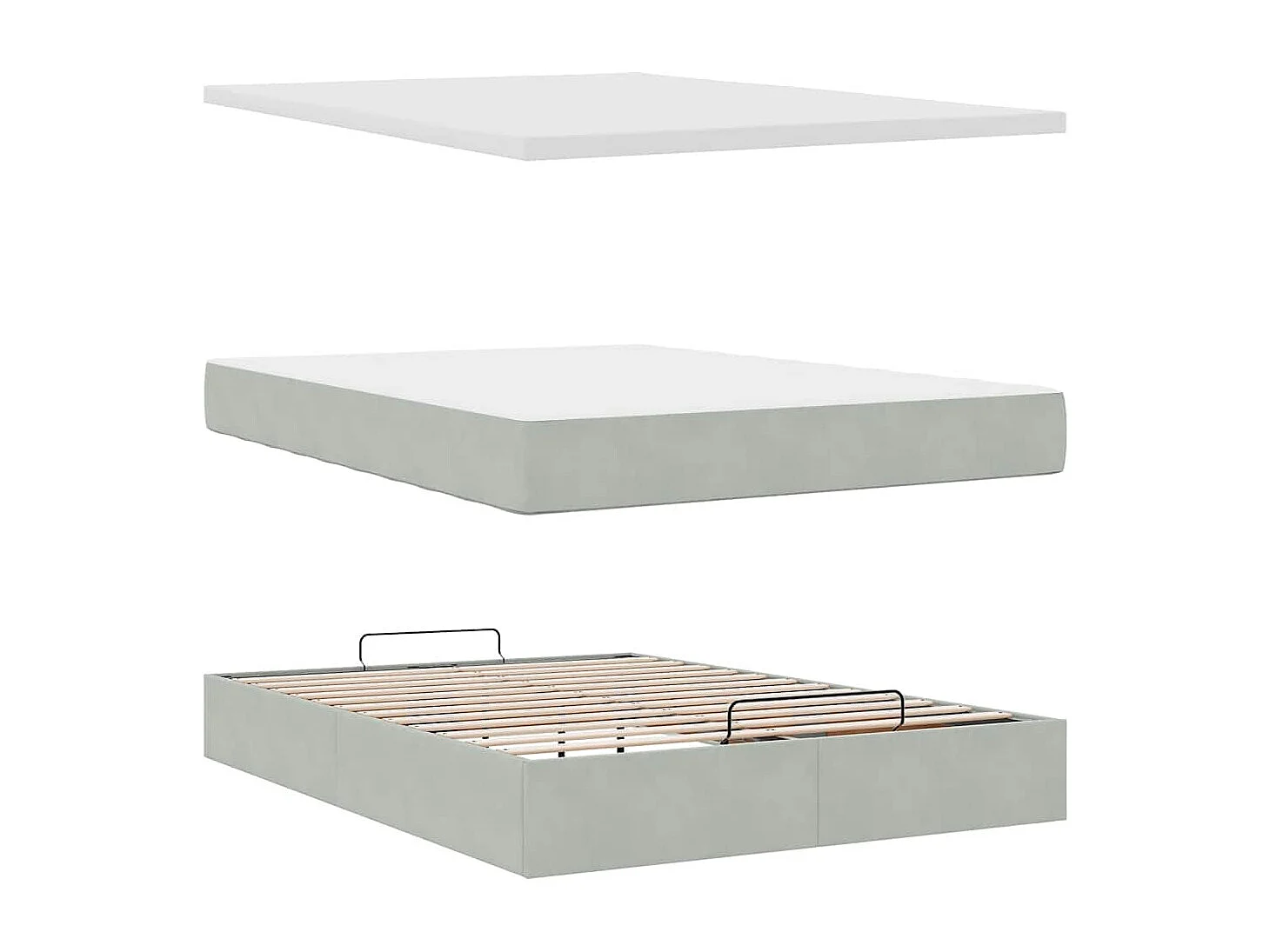 Ottoman-Bett mit Matratze Hellgrau 140x190 cm Samt