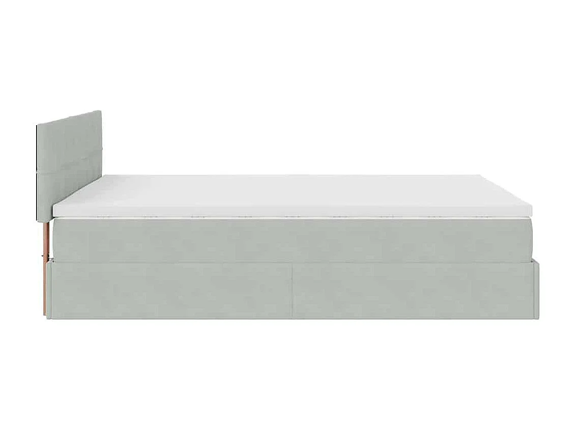 Ottoman-Bett mit Matratze Hellgrau 140x190 cm Samt