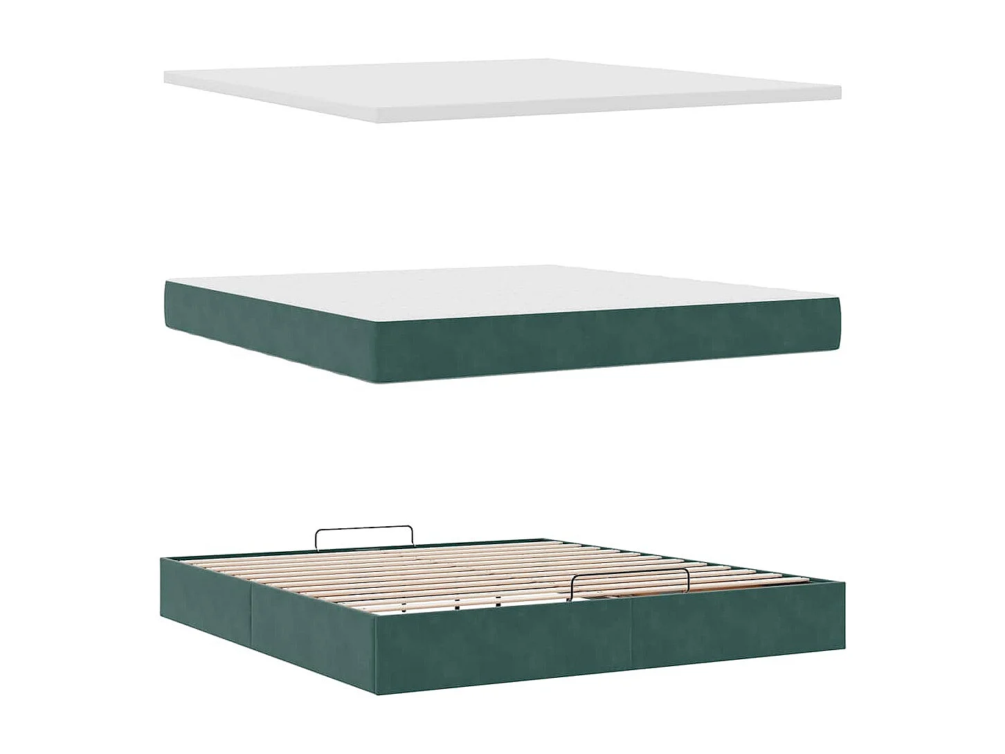 Ottoman-Bett mit Matratze & LEDs Dunkelgrün 160x200 cm Samt