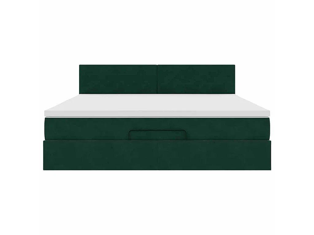 Estructura de cama otomana con colchón verde oscuro 160x200 cm