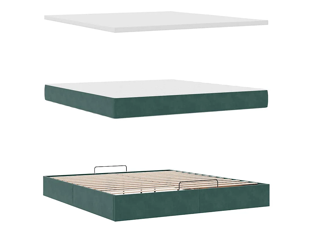 Estructura de cama otomana con colchón verde oscuro 160x200 cm
