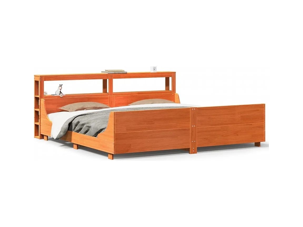 Cadre de lit sans matelas cire marron 180x200cm bois pin massif