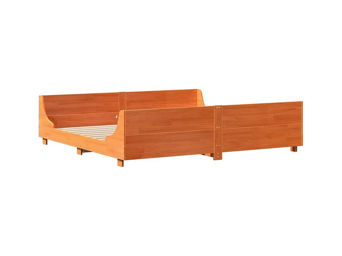 Cadre de lit sans matelas cire marron 180x200cm bois pin massif