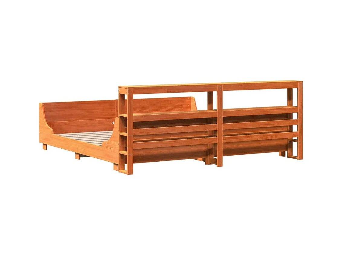 Cadre de lit sans matelas cire marron 180x200cm bois pin massif