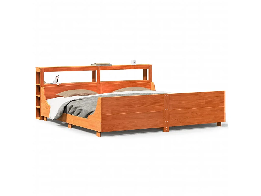 Letto senza Materasso Marrone Cera 180x200 cm in Legno di Pino