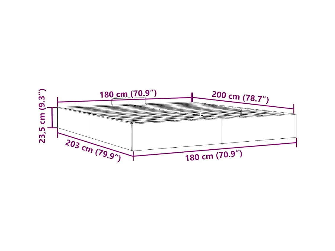 Estructura de cama otomana sin colchón gris 180x200 cm
