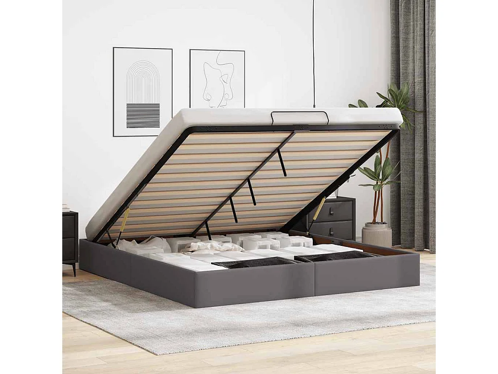 Ottoman-Bett ohne Matratze Grau 180x200 cm Kunstleder