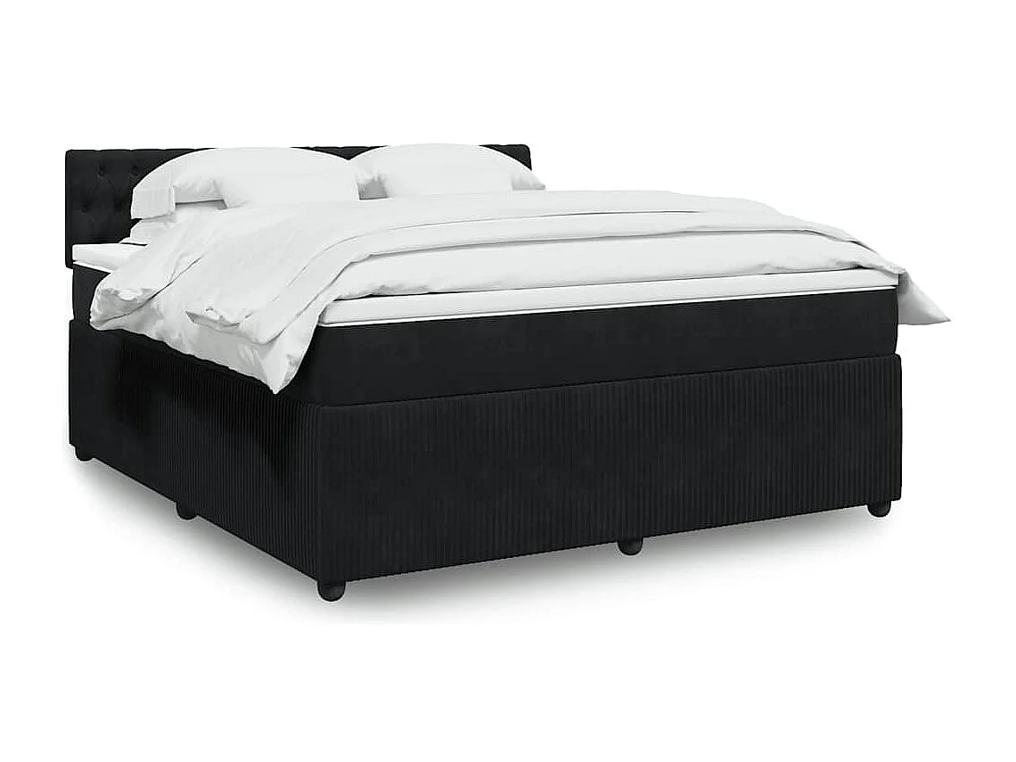 Boxspringbett mit Matratze Schwarz 180x200 cm Samt