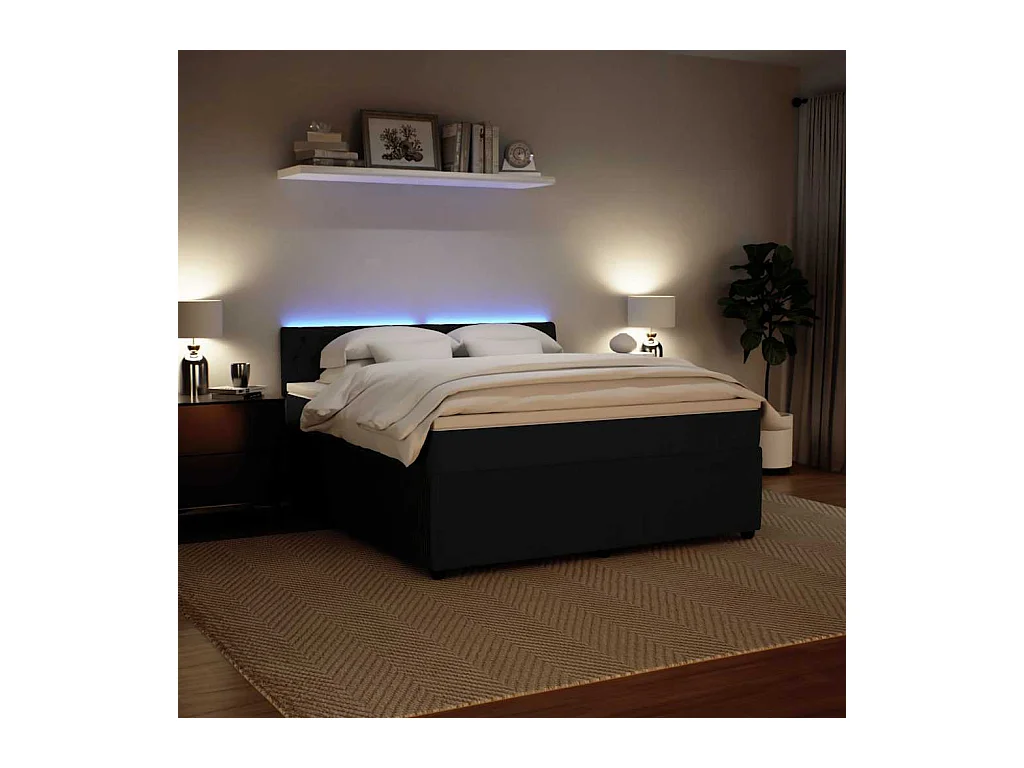 Boxspringbett mit Matratze Schwarz 180x200 cm Samt