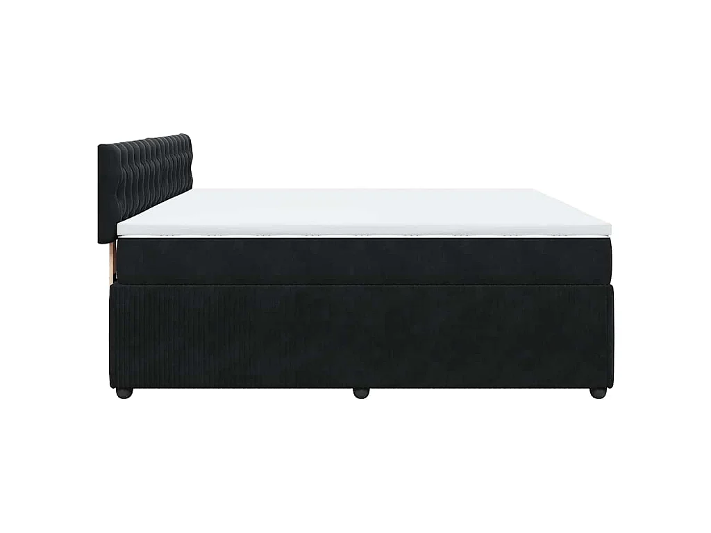 Giroletto a Molle con Materasso Nero 180x200 cm in Velluto
