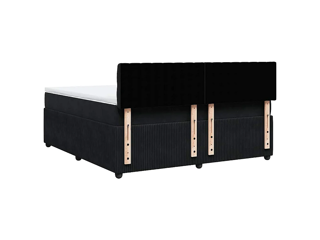 Giroletto a Molle con Materasso Nero 180x200 cm in Velluto