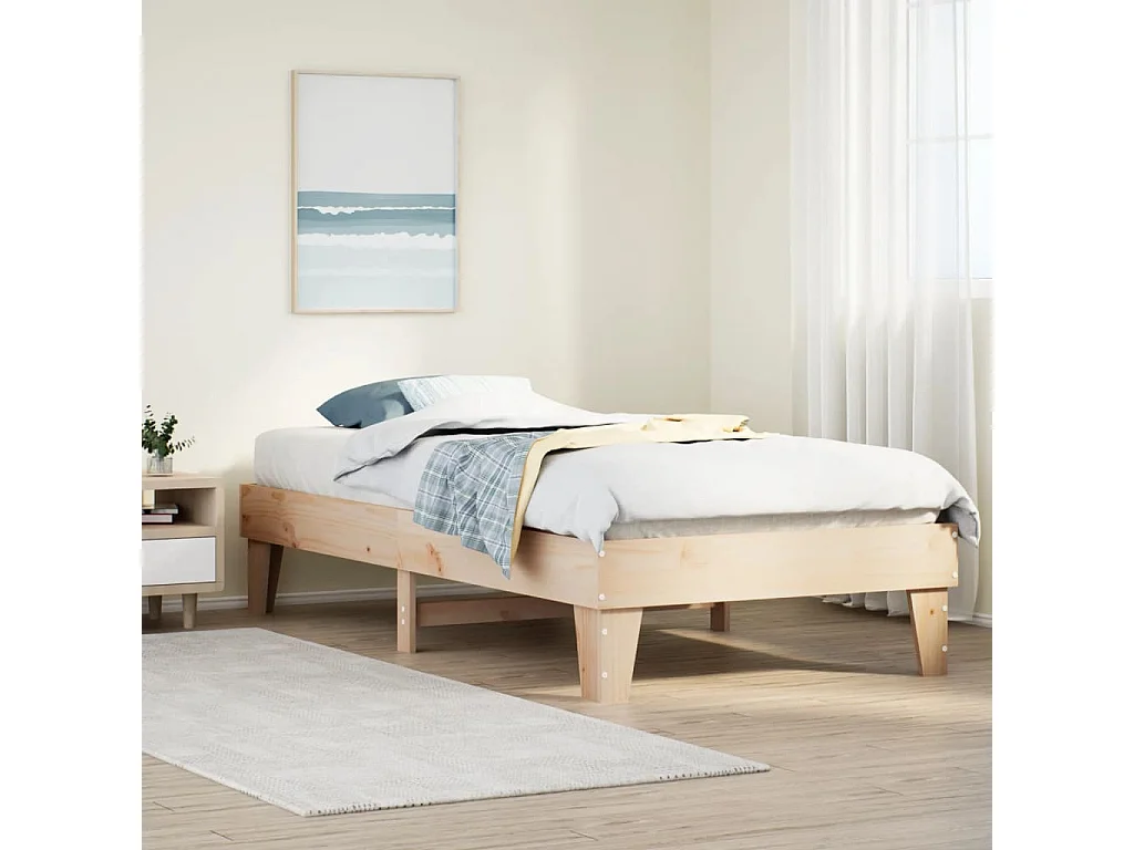 Letto senza Materasso 90x200 cm in Legno Massello di Pino