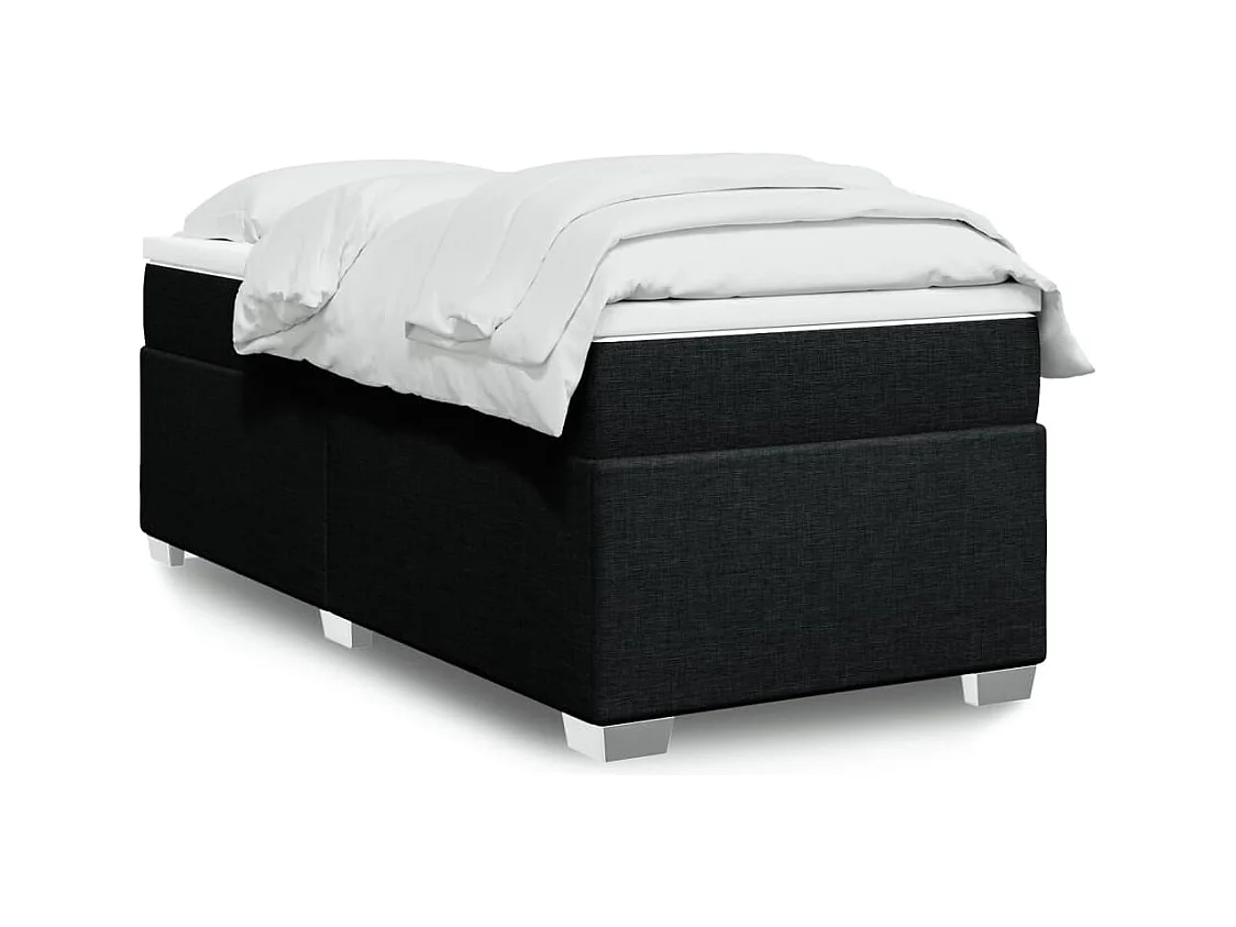 Sommier à lattes de lit avec matelas Noir 100x200 cm Tissu