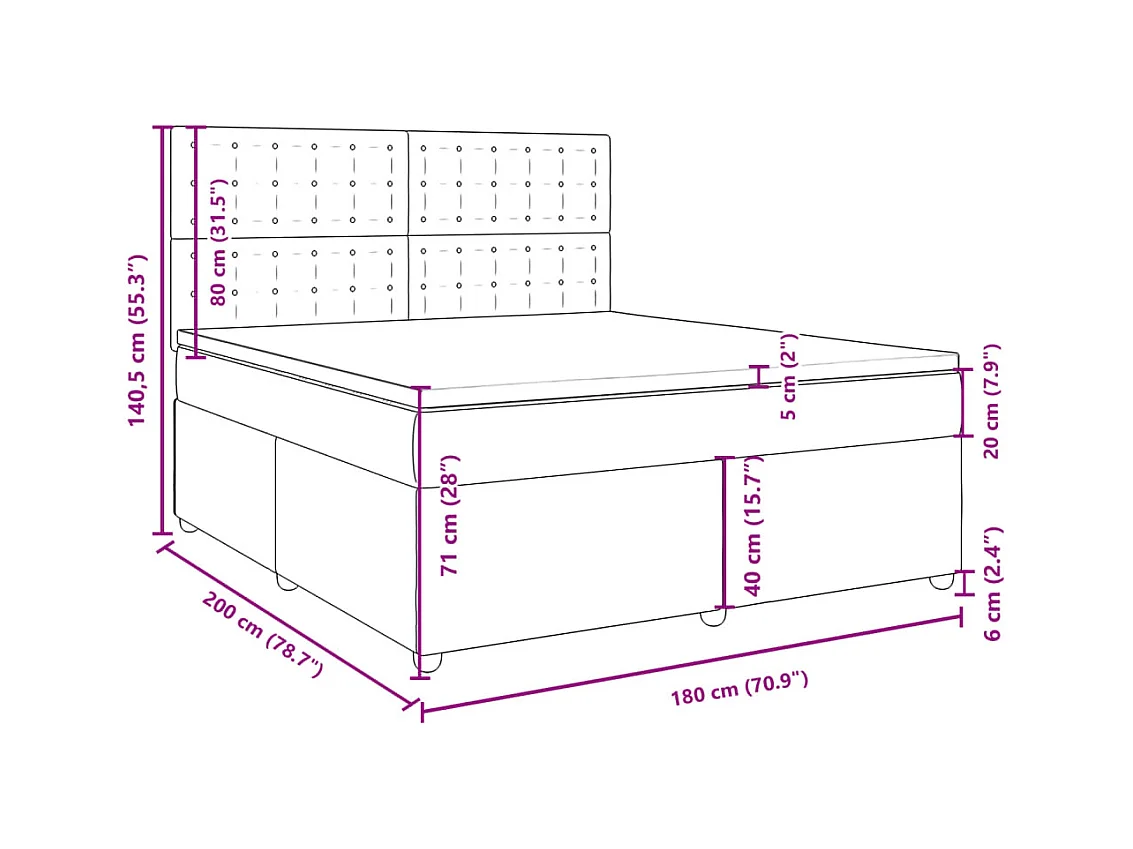 Boxspring met matras stof donkergrijs 180x200 cm