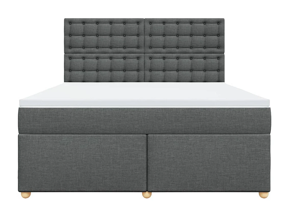 Cama box spring con colchón tela gris oscuro 180x200 cm
